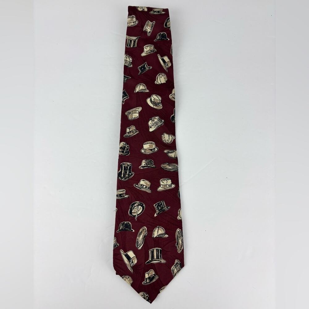 Vintage Lands' End Handmade 100% Silk Hats Neck Tie
